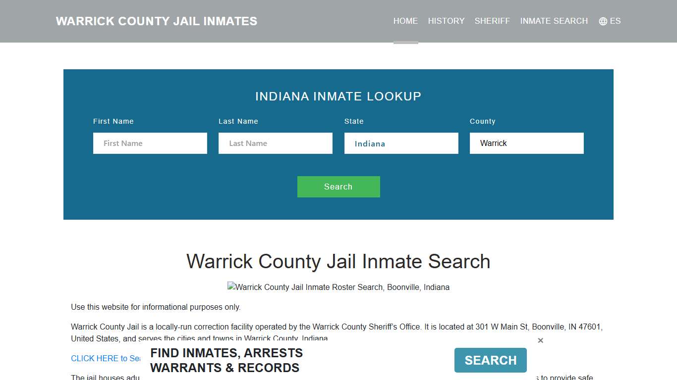 Warrick County Jail Inmate Roster Lookup, Boonville, IN